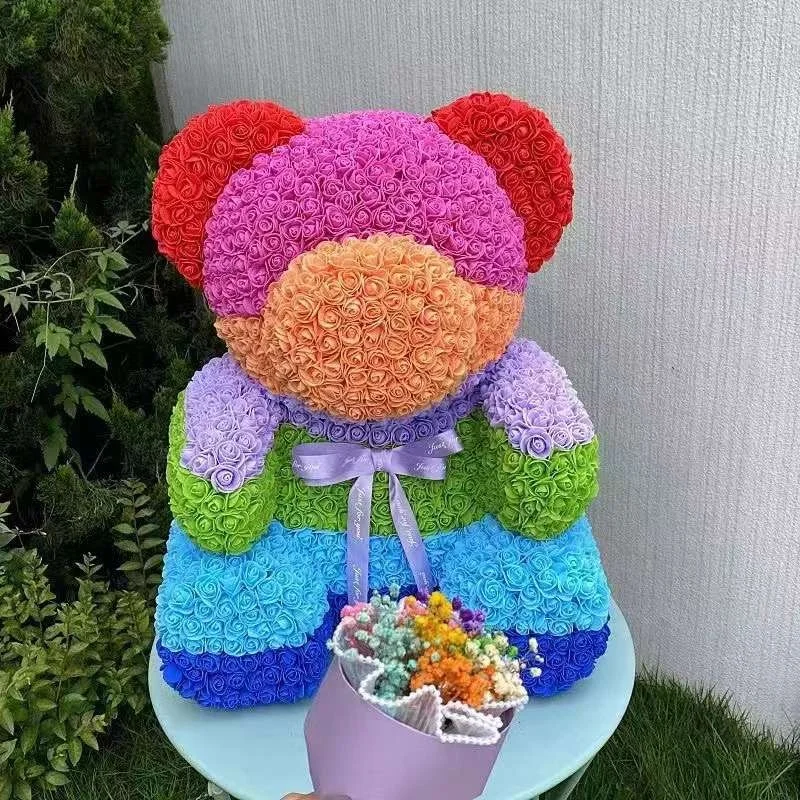 Hot Sale Rose Unicorn Gifts Box for Girlfriend Valentines Day Gift  60cm Big PE  Rose Flower Teddy Bear Valentines Day