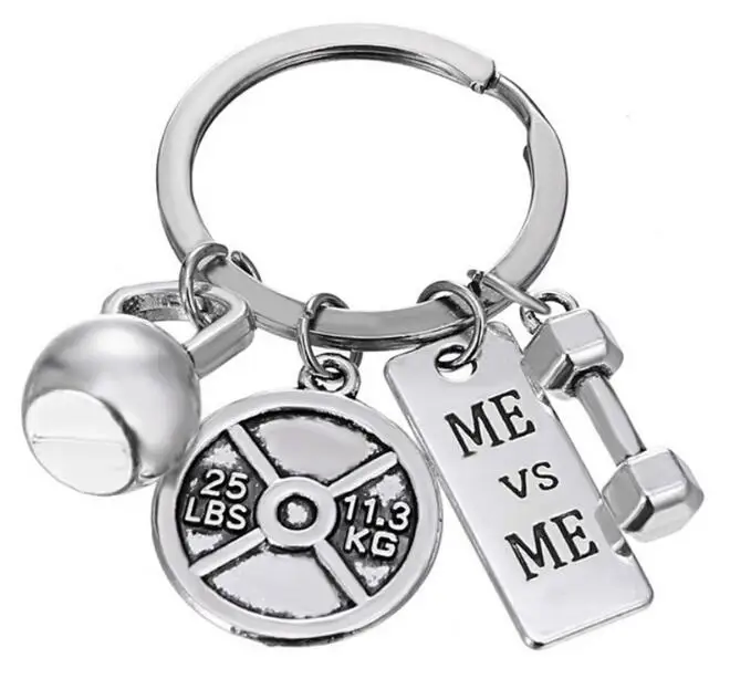 Factory Price Strong is Beautiful Dumbbell Sport Motivation Inspiration Metal Keychain