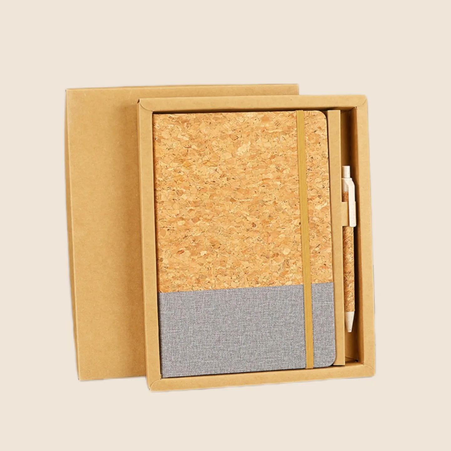 Premium Business Customize  Office Agenda Eco-environmental Cork Eco-environmental A5 Diary  Notebook With Pen Gift Set