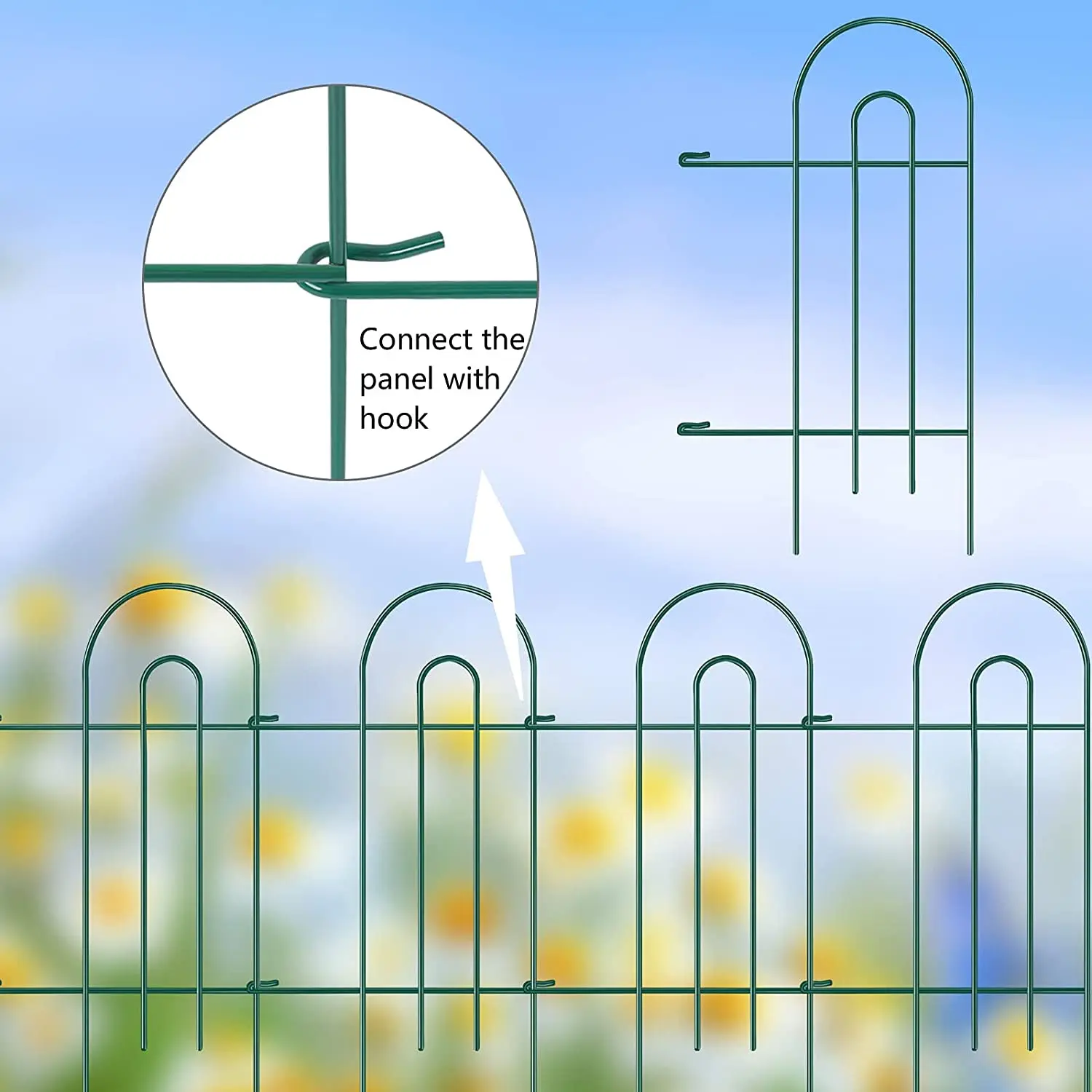 Pack of 12 small fences for gardens metal Animal Barrier decorative flower garden fencing 24 Inch x17 Inch fence for garden