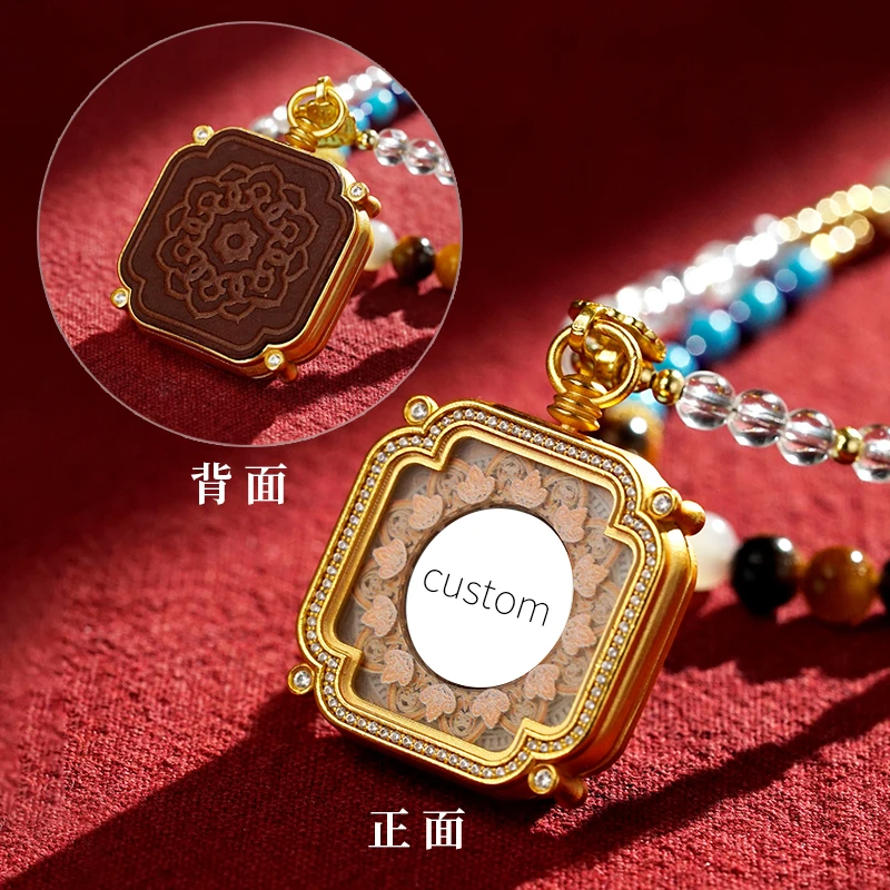 Wholesale Customizable Square Thangka Pendant Metal God Fortune Chinese Traditional Craft Production Cultural Creative Products
