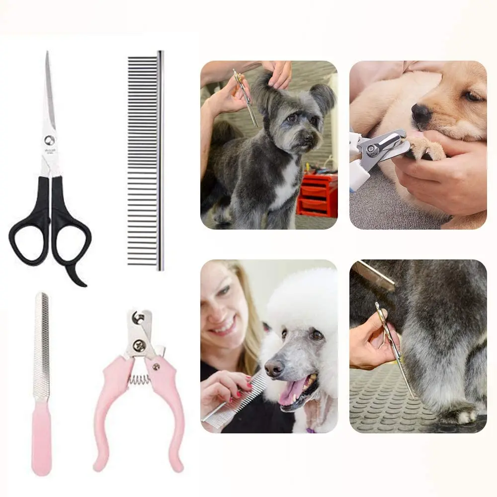 Pet Grooming Kit Professional Pet Hair Trimmer Set Grooming Dog Hair Clipper Trimmer Pet Clipper with Comb Scissor