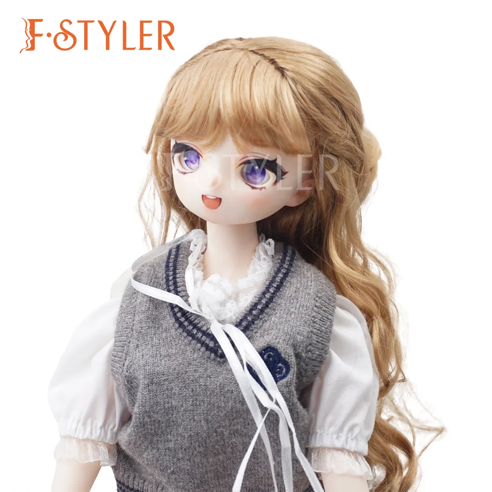 FSTYLER Synthetic Mohair Small Mini Bjd Long Silky Curls Custom Wholesale Bulk Sale Doll Accessories for BJD Doll Hair Wig