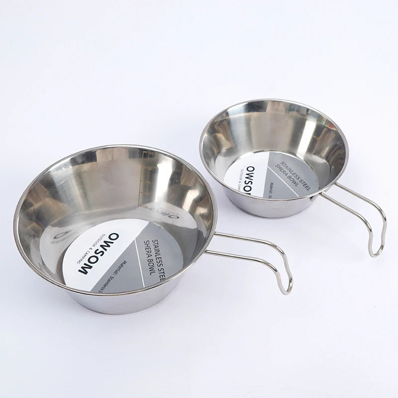 Stainless Steel Set of 3 Pieces Single Handle Wide Mouth Measuring Cup Outdoor Camping  Wide mouth measuring cup outdoor camping