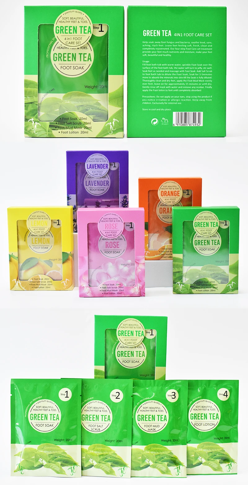 Amazon Hot Seller 4 in I Foot Care Pedicure Kit Spa Product Private Label Deluxe Spa Kit Foot Soak Pedi Cure Foot Mask