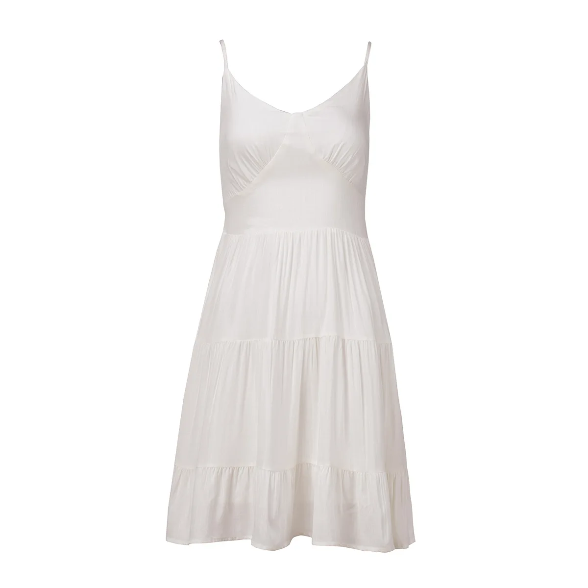 Enyami Holiday Summer Elegant Romantic Style Resort Cotton Linen Sleeveless Casual A-line Mini Cami Dress Women
