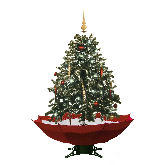 2020 ornaments cheap led electric artificial sale snow led lights umbrella base decoration Nevando albero di natale ker