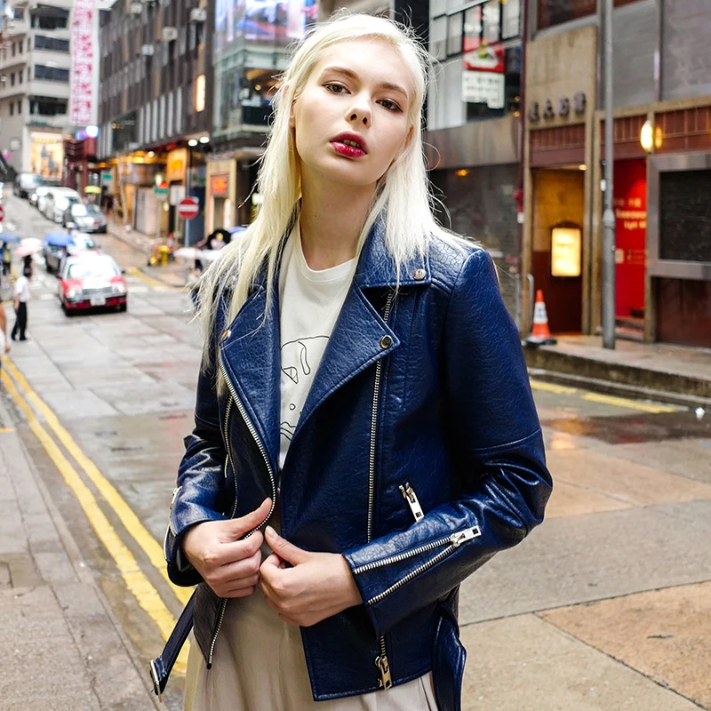 Most popular leather warm trench coat women