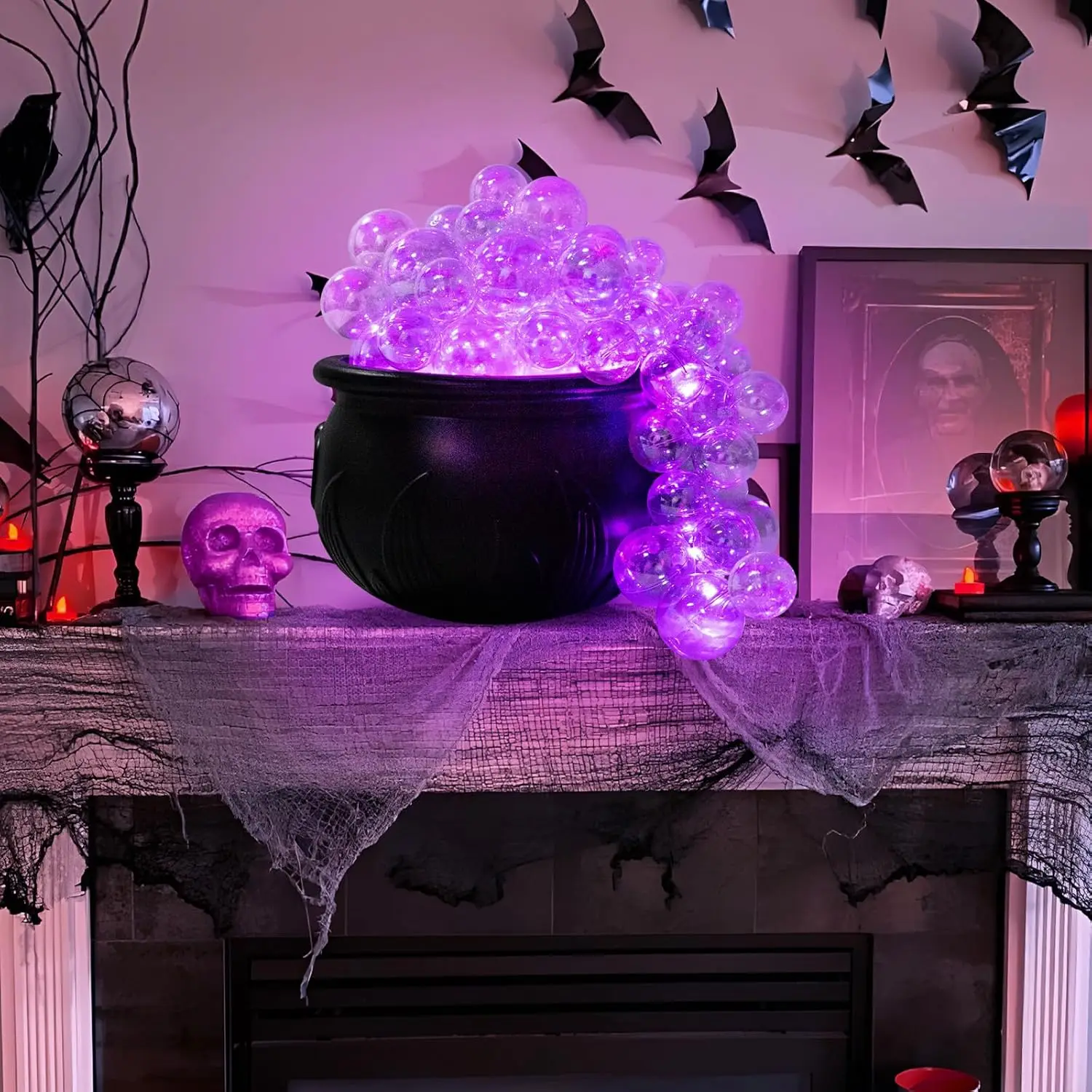 Halloween Decorations Indoor DIY Bubbling Cauldron Set Black Plastic Bowl Party Decoration for Home Kitchen Room Party Table