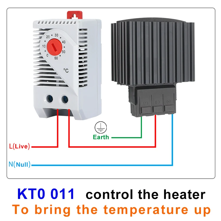110-220VAC small Din Rail install NC function KTO 011 thermostat for power distribution cabinet