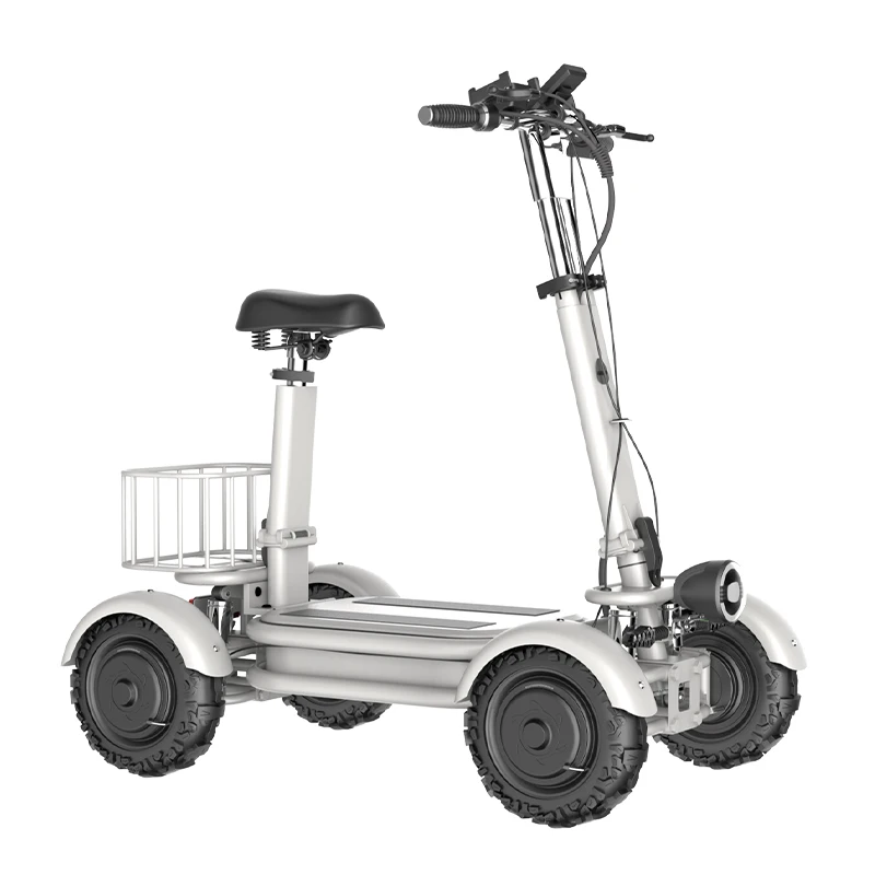 Foldable Scooter Bike 1000W 4 Wheel Beach Tire High Speed 40km/h Four Wheel Folding Beach Electric Scooter