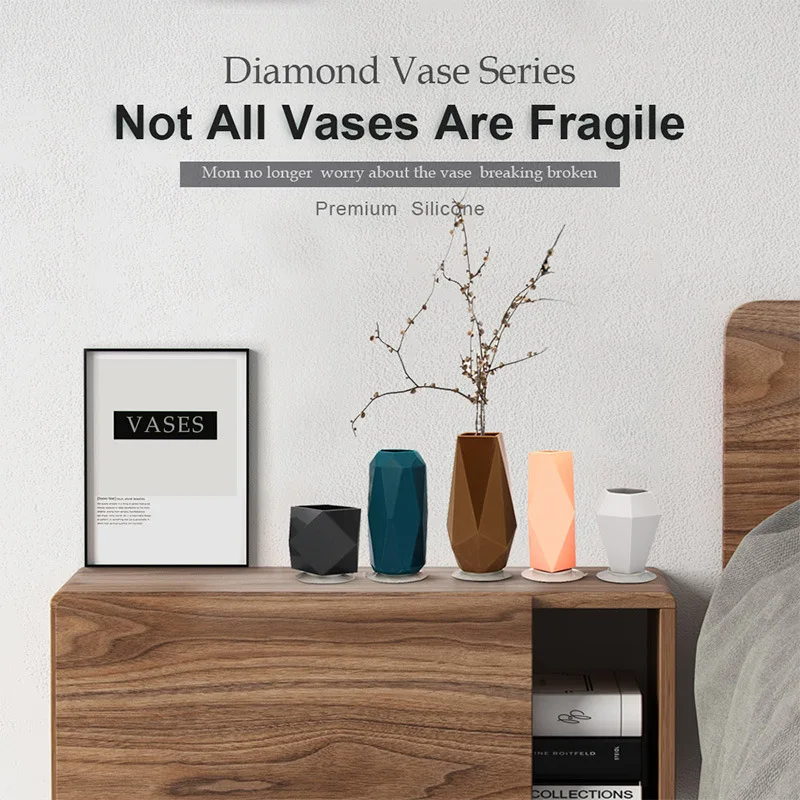 Silicone Vase Silicone Flower Vase Plant Flower Pot with Strong Suction Cup Flower Vase