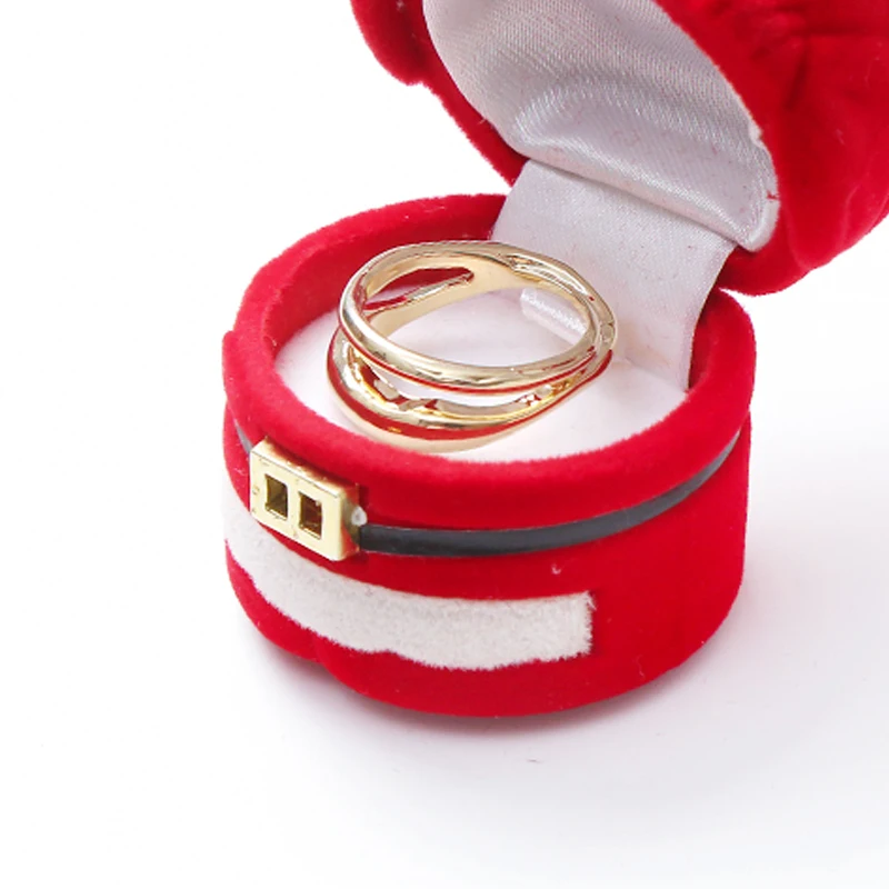 Manufacturer Christmas Santa Claus Shape Velvet Gift Packaging Red Flocking Ring Box