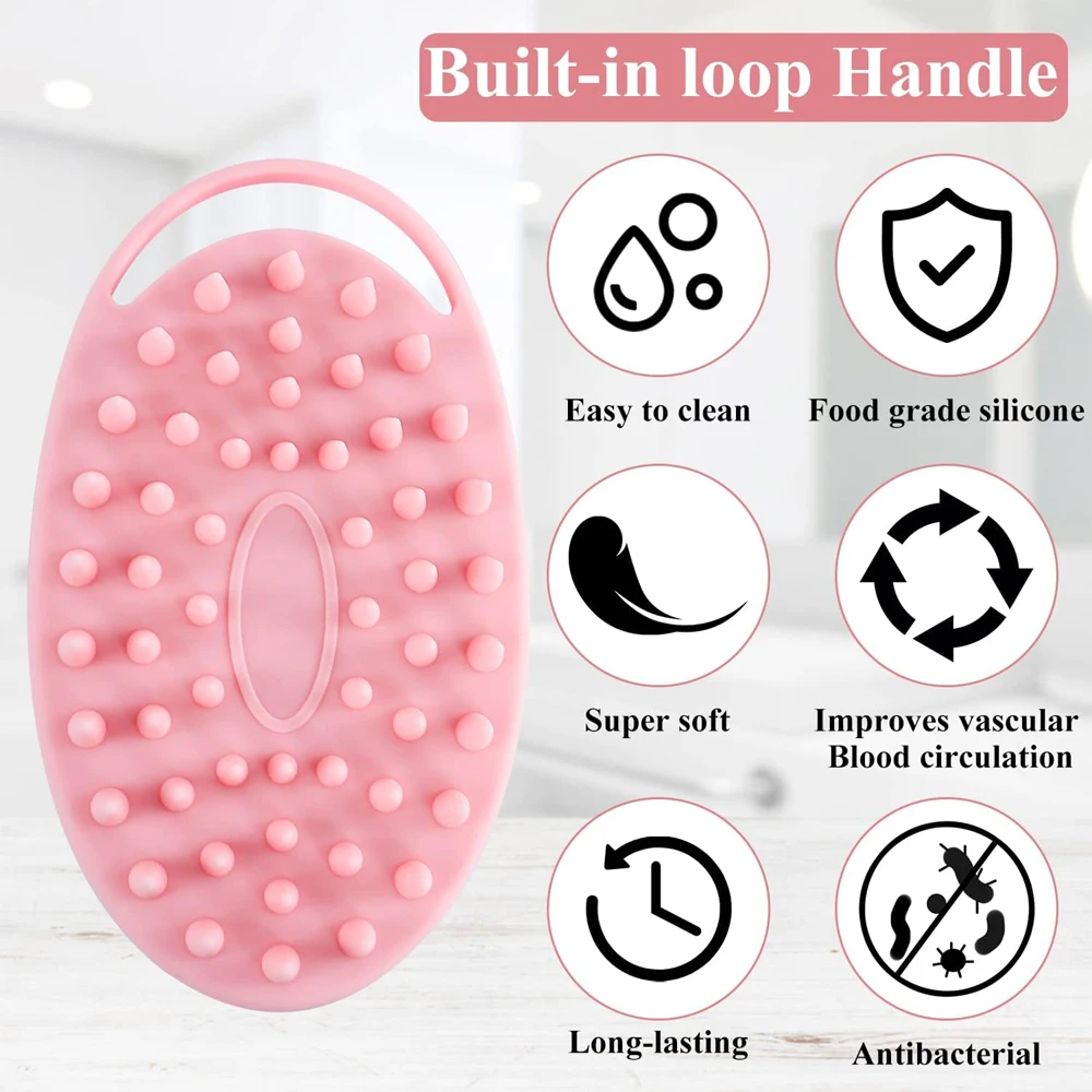 High Quality Soft 2 in 1 Silicone Bath Brush Exfoliating Body Shampoo Cleaning Hair Massage Shower