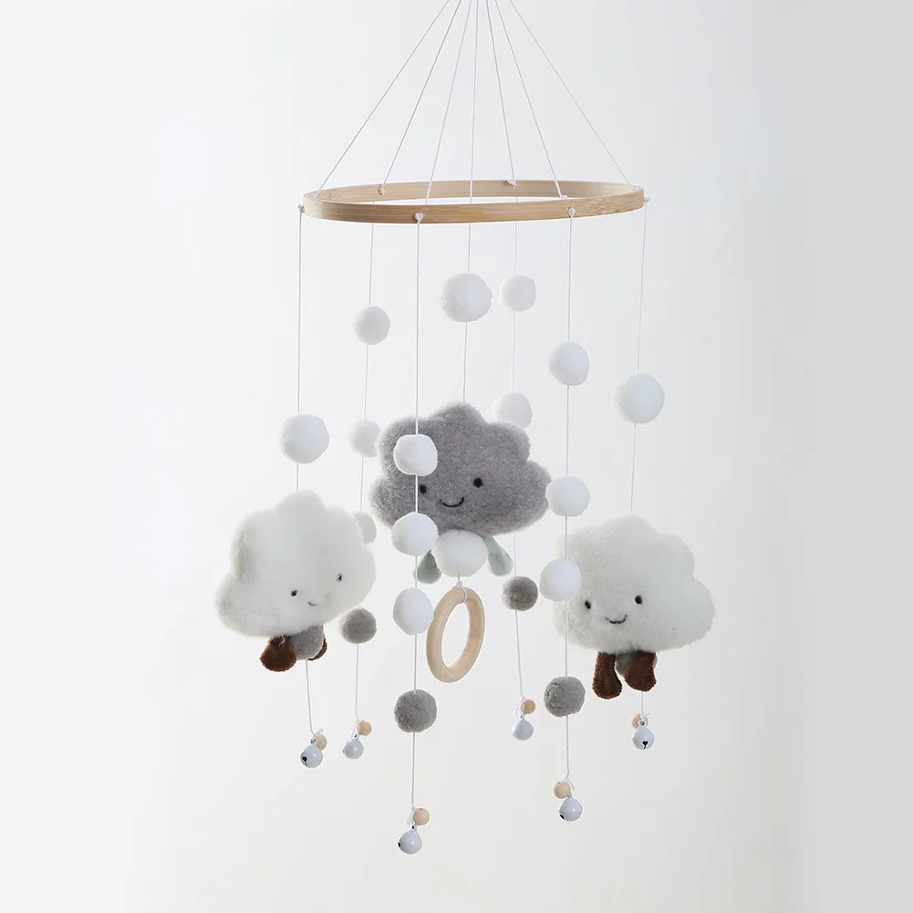 Hot Sale Handmade Cloud Doll Music Bed Bell Toy Felt Baby Bed Bell Baby Mobile