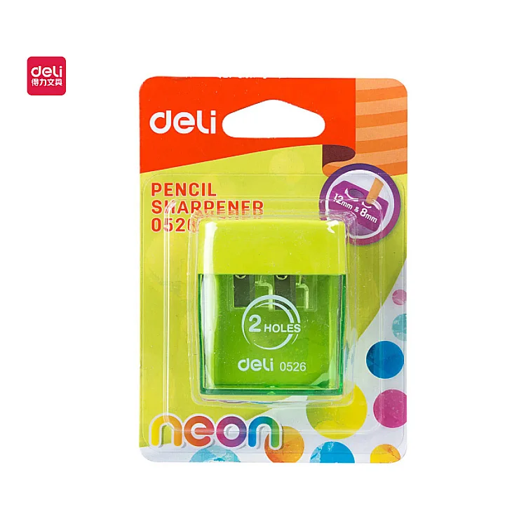 Deli cute pencil sharpener smooth sharpener 2 hole pencil sharpener school stationery