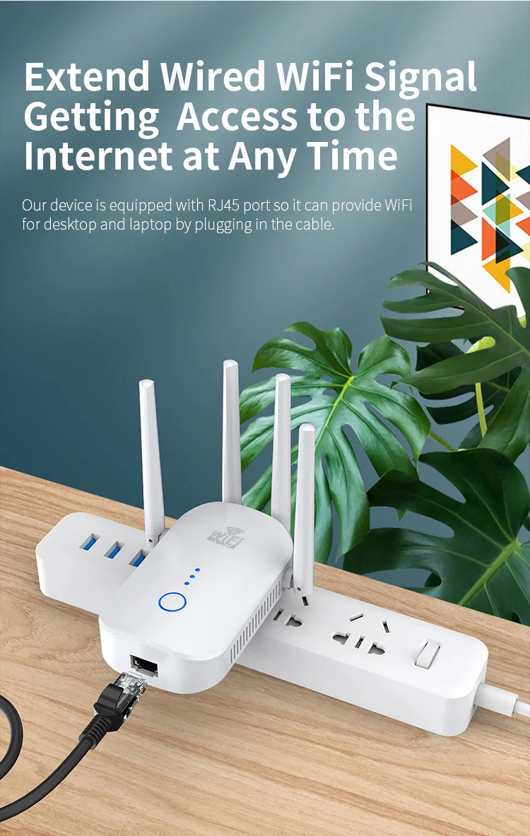 AIWO Mini Wifi Extender Signal Amplifier Repetidor Booster Chip MT7628DAN+MT7613BEN 1200Mbps (2.4G:300Mbps; 5.8G: 867Mbps)