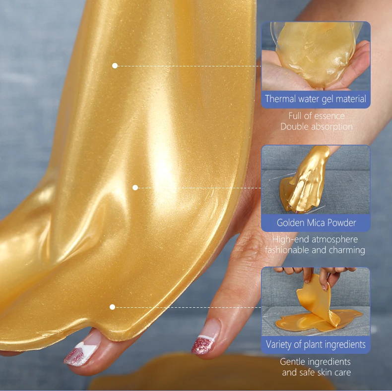 Новинка 2021 Антивозрастная и отбеливающая нано-Золотая коллагеновая маска для рук OEM увлажняющие перчатки