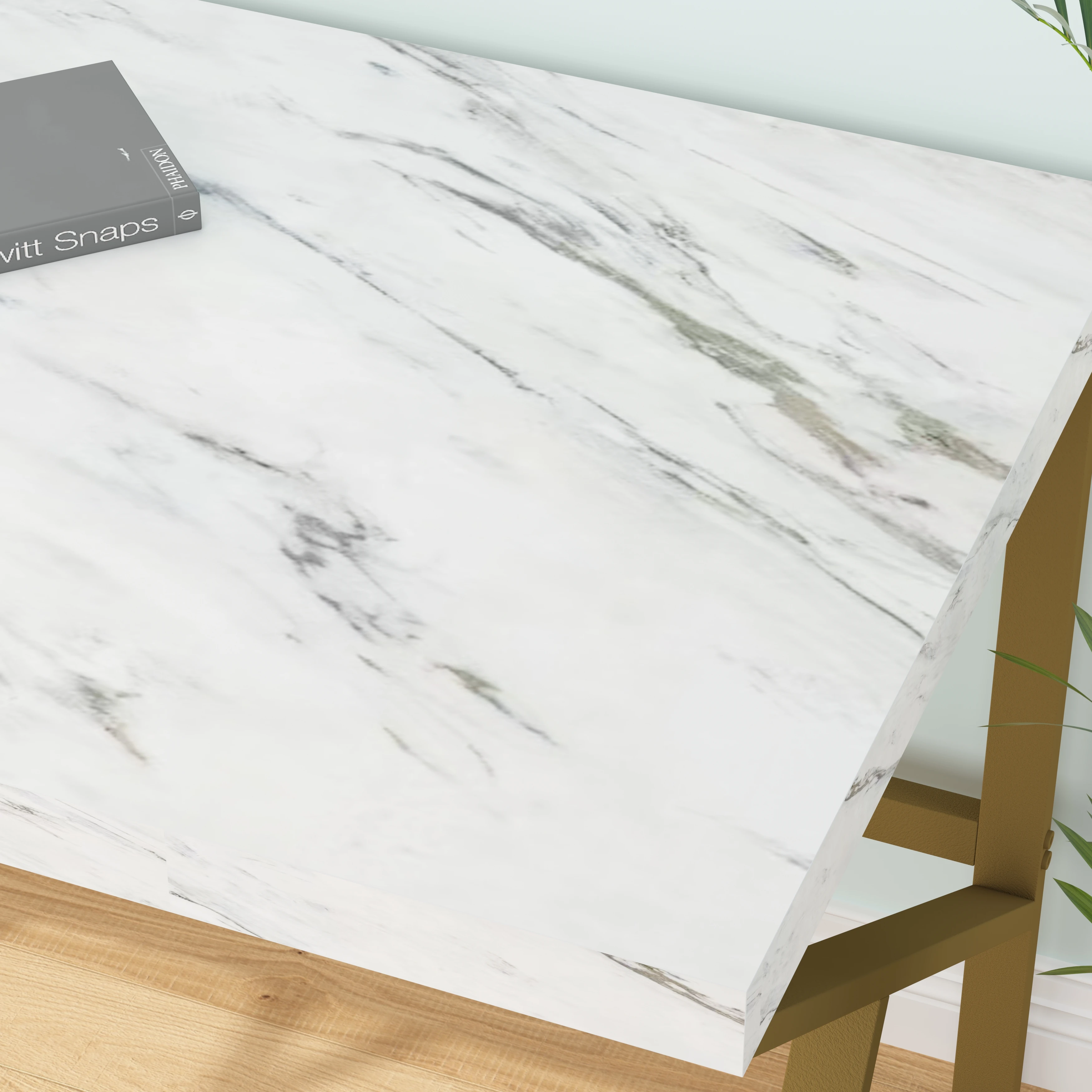 New 1.4-Meter-Long White and Gold Computer Desk Luxury Computer Desk Computer Table Desk for Family Bedrooms and Living Rooms