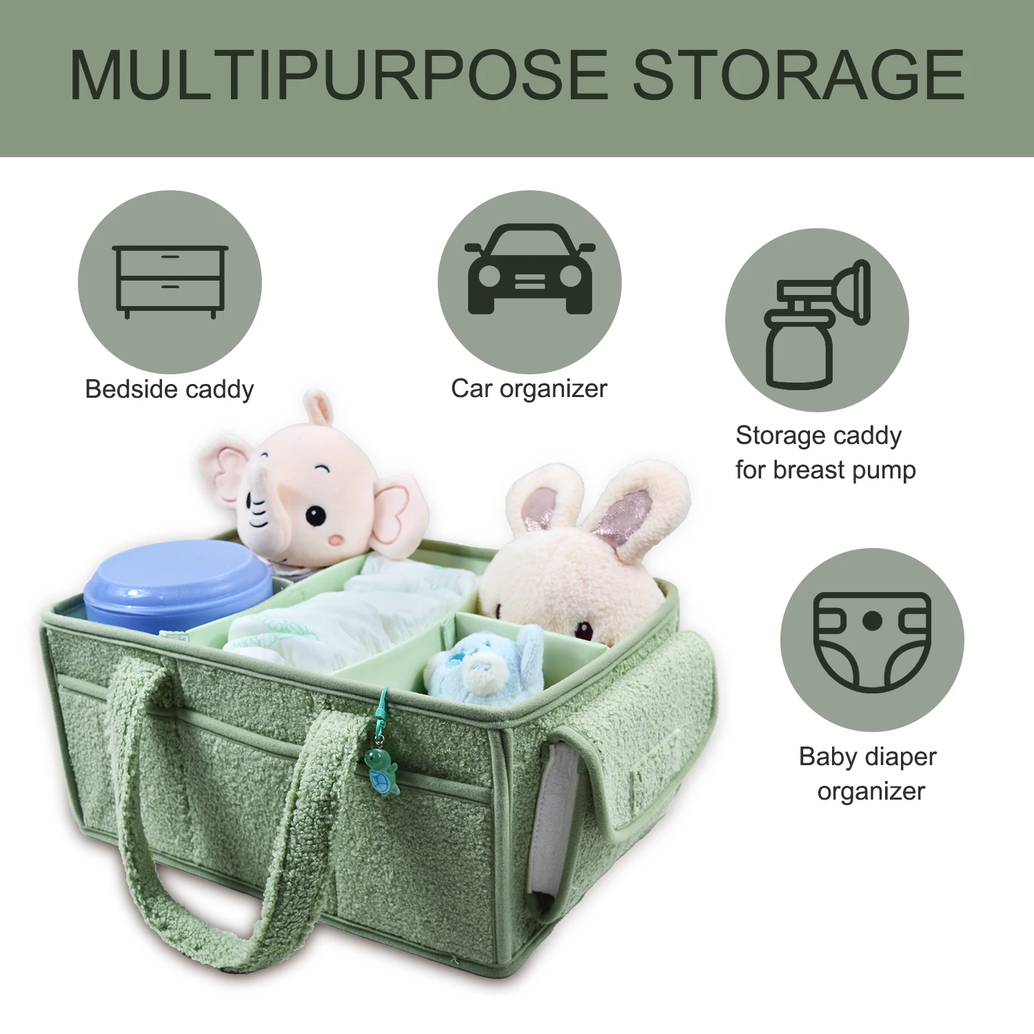 Soft Teddy Fabric Collapsible Laundry Basket Storage Baby Closet Organizer Storage Basket Teddy Diaper Caddy