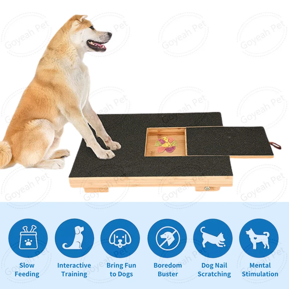 2024 Hot Interactive Dog Puzzle Toy Wooden Foldable Dog Nail Scratching Board