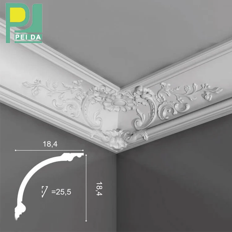 Lowes Price French Style White Plaster Gesso Crown Molding Gypsum Angle Lines (1600542367882)