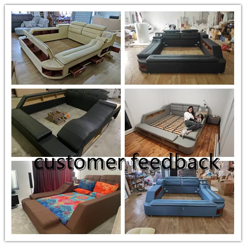 New design modern furniture classic design wooden frame leather bed with electric massage recliner