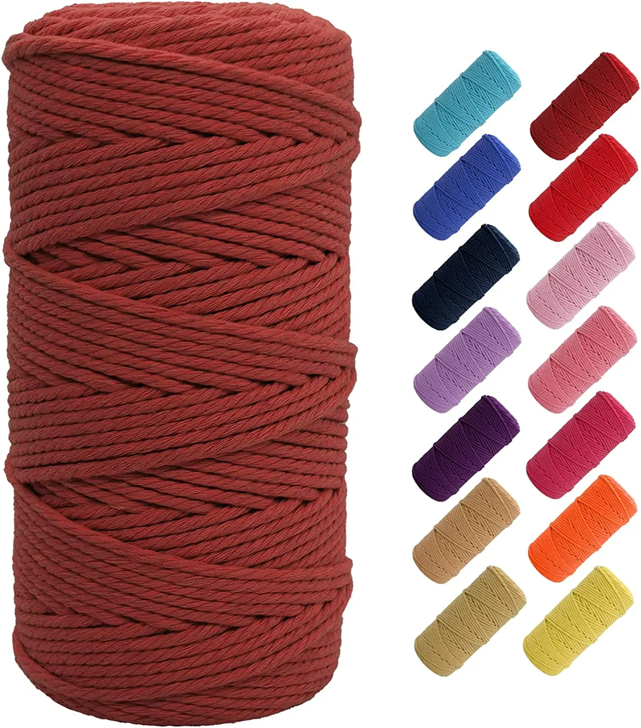 Hot Sale Colorful Decorative Braided Rope 4MM 200M/Roll 100% Natural Cotton Macrame Rope Custom Cotton Rope