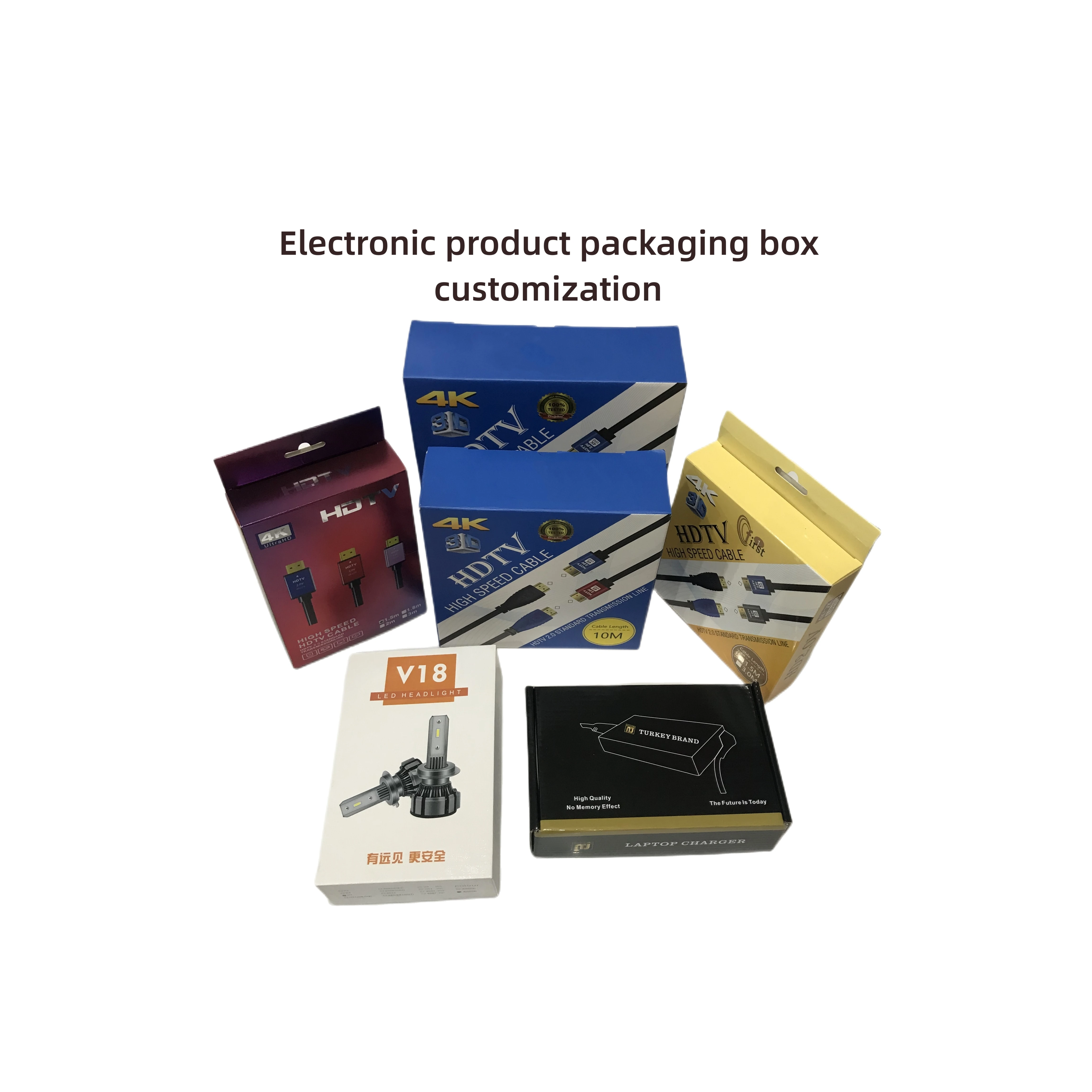 Custom box packaging electronic products and Digital packing box with Headphones charger keyboard paper boxes with your own logo