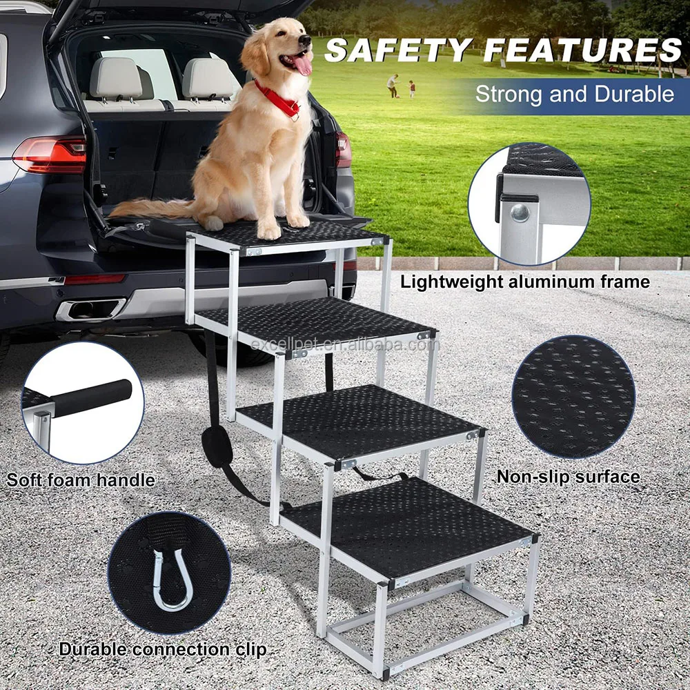 Pet Aluminum Car Step Foldable Dog Stair for Vehicle