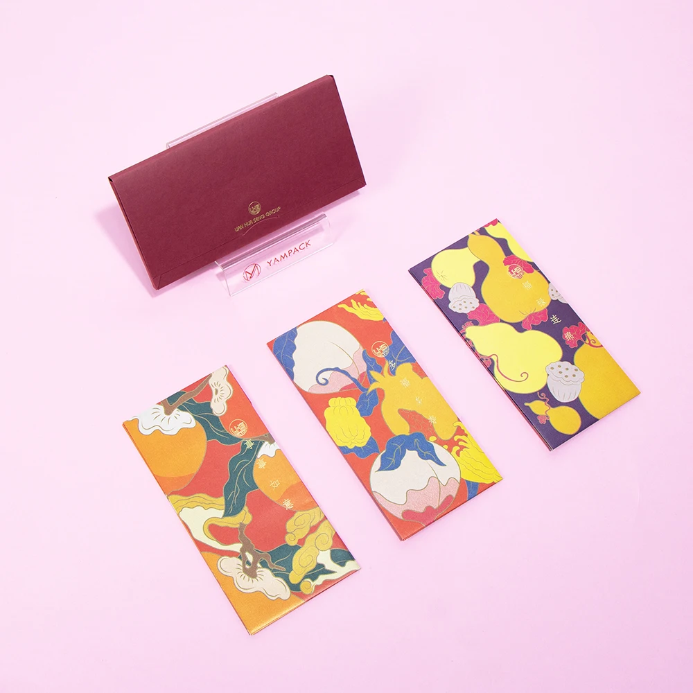 customized Hari Raya custom logo Angpau Lebaran Green packet lucky money wood free paper card red pockets