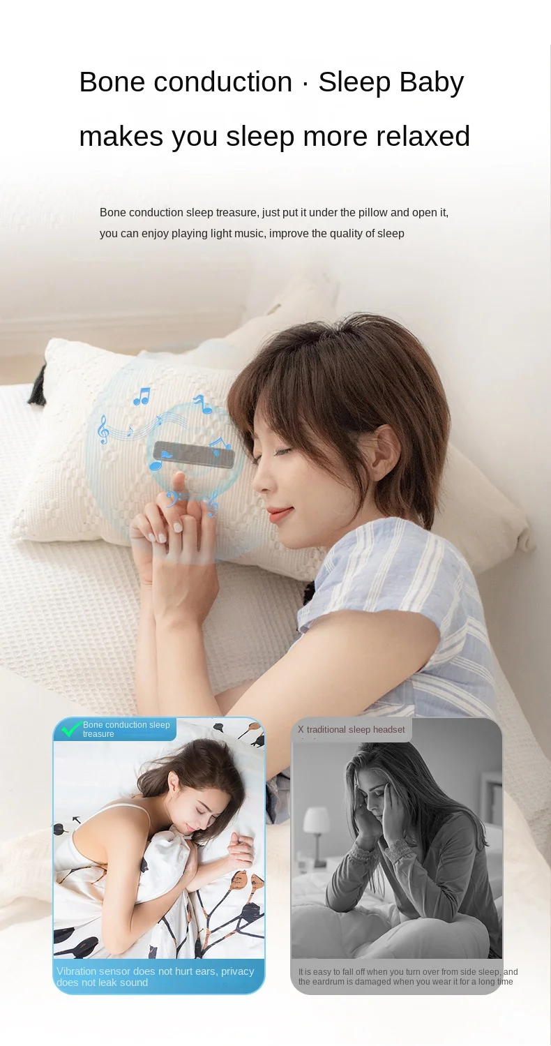 Bone conduction Speaker Audio 3d surround sound Mini BT 5.0 Wireless Bone Conduction Speaker for Sleep