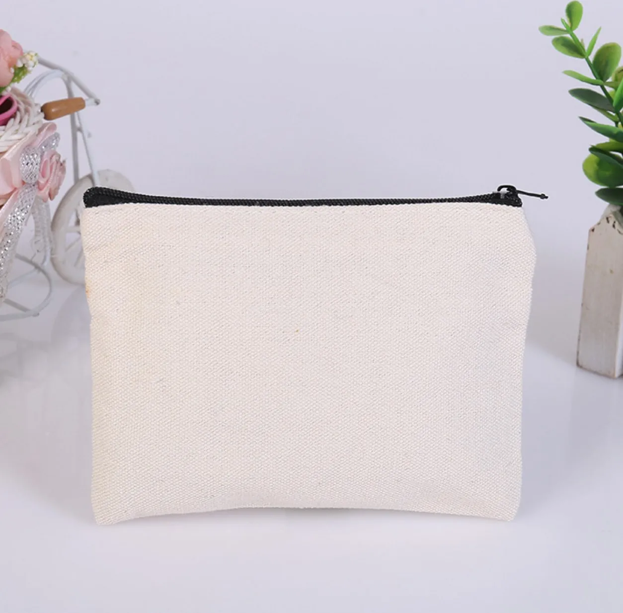 stocked cheap cotton canvas 10oz pen pouch with nylon zipper