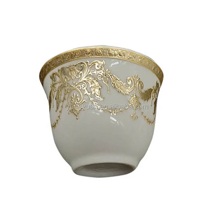 Porcelain Factory Custom Printed Design Luxury Small Coffee Arabic New Bone 80cc 60ccCawa Cup Set Without Handle