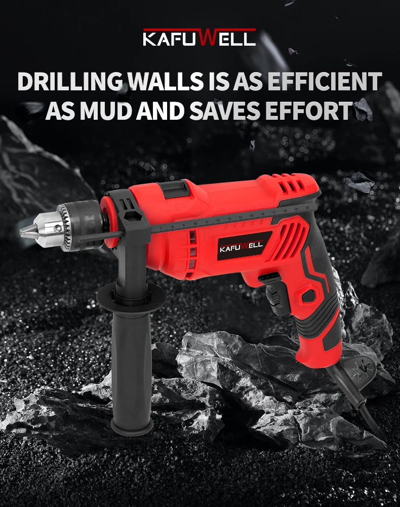 KAFUWELL PA5347 650w Industrial Professional Pistol Type Electric Percussion Drill Set Multifunctional Hand Drills With Impact