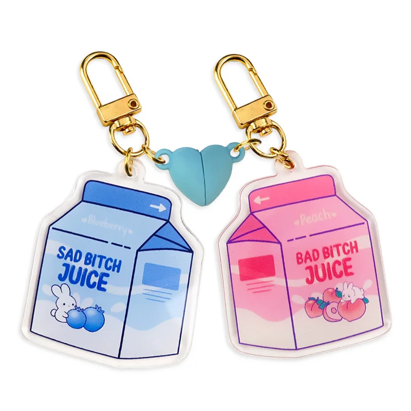 Wholesale kawaii printed cute anime cartoon plastic custom acrylic charms keychains
