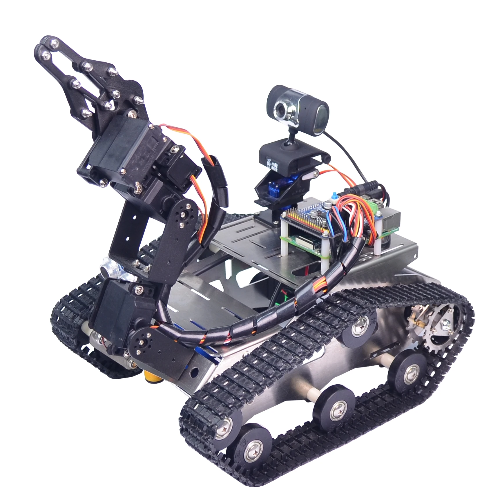 
XiaoR Geek Hot sale DIY educational robot wireless WIFI smart tank robot car with raspberry pi 4B Battery style tank robot car 