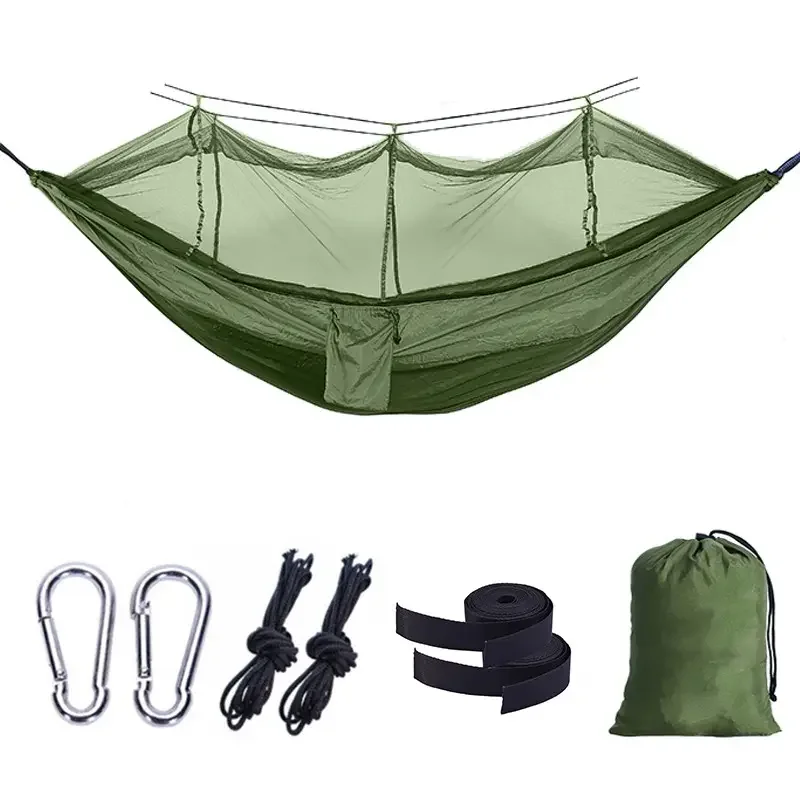 Source factory Wholesale 210t Nylon Parachute Camping Hammock With Mosquito Net For Traveling