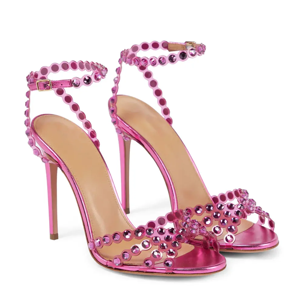 Custom high heels jelly diamond sandals stiletto round toe high heeled sandals for women
