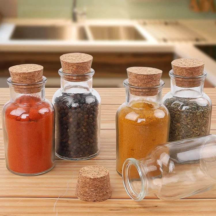 150ml Glass Spice Jars with Cork Transparent Glass Spice Storage Jars with Cork for Storing Spice Herbs and Seasoning Powders