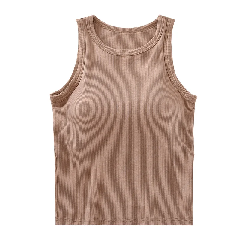 Wholesale High Quality Threaded Camisole With Bra Pad Vest Comfortable And Breathable Slim Bottom Shirt