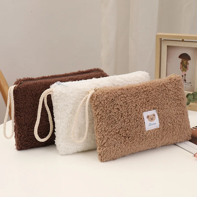Wholesale Portable Travel Storage Organizer Makeup Bags Kits Handbags Organizer Plush Cosmetic Case  Velvet Soft Printed