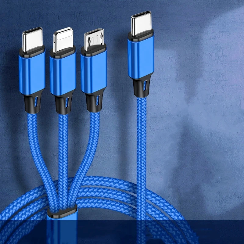New Design 3in1 USB C Cable 1.2m Fast Charging Cable Micro USB Type C Three in One Cables