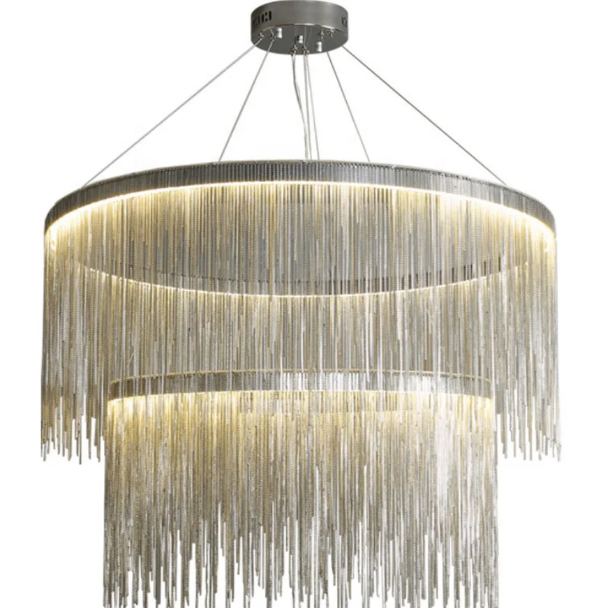 Tassels modern design round artic chandelier living room restaurant led decoration pendant lamp