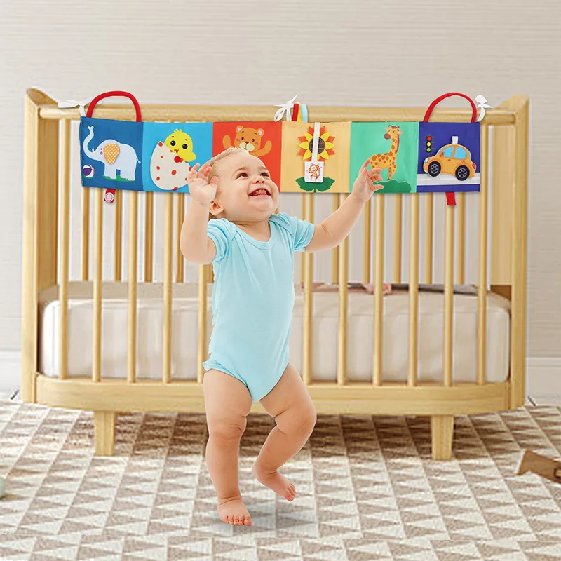 6 to 12 Months Baby Gift Baby Visual Crinkle Noise Making Toys Soft Book Baby Visual Stimulation Tummy Time Sensory Cloth Book