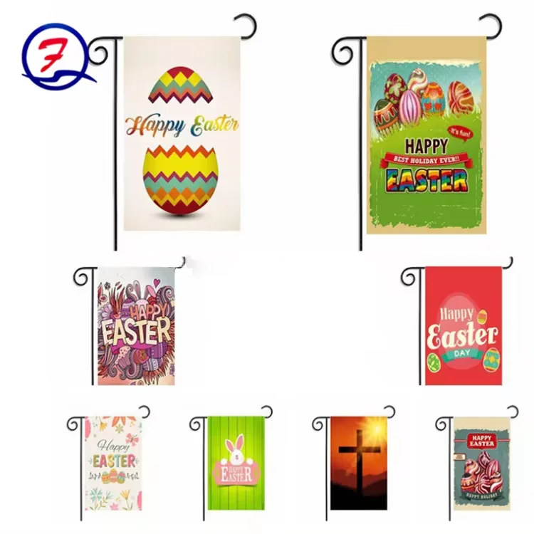 Manufactory Outdoor Decorative Banner Valentine Days Fall Winter Garden Flag with metal Stand Holder