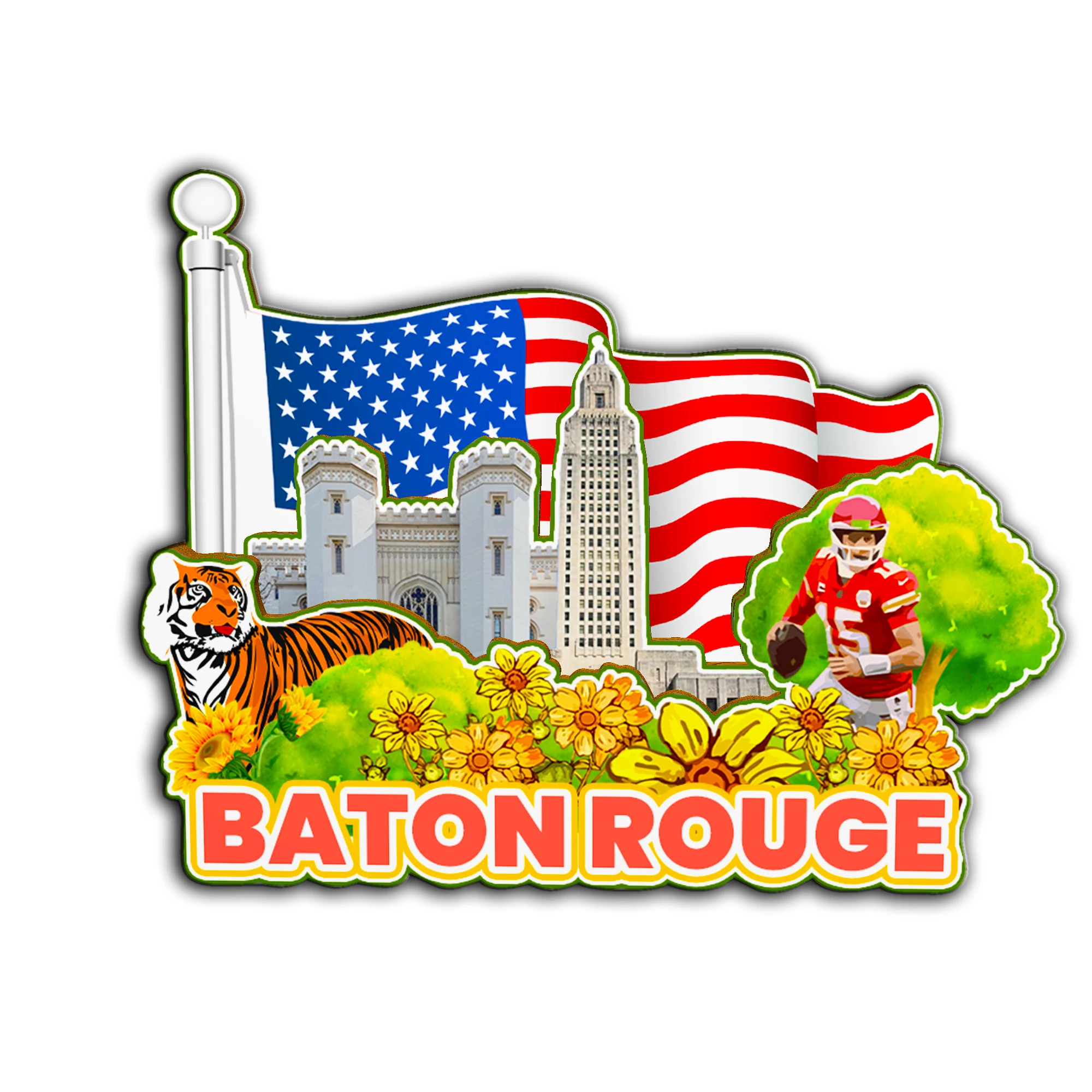 Refrigerator Magnet Baton Rouge Louisiana USA Fridge Magnet City Travel Souvenirs Gifts 3D Classic Home Crafts