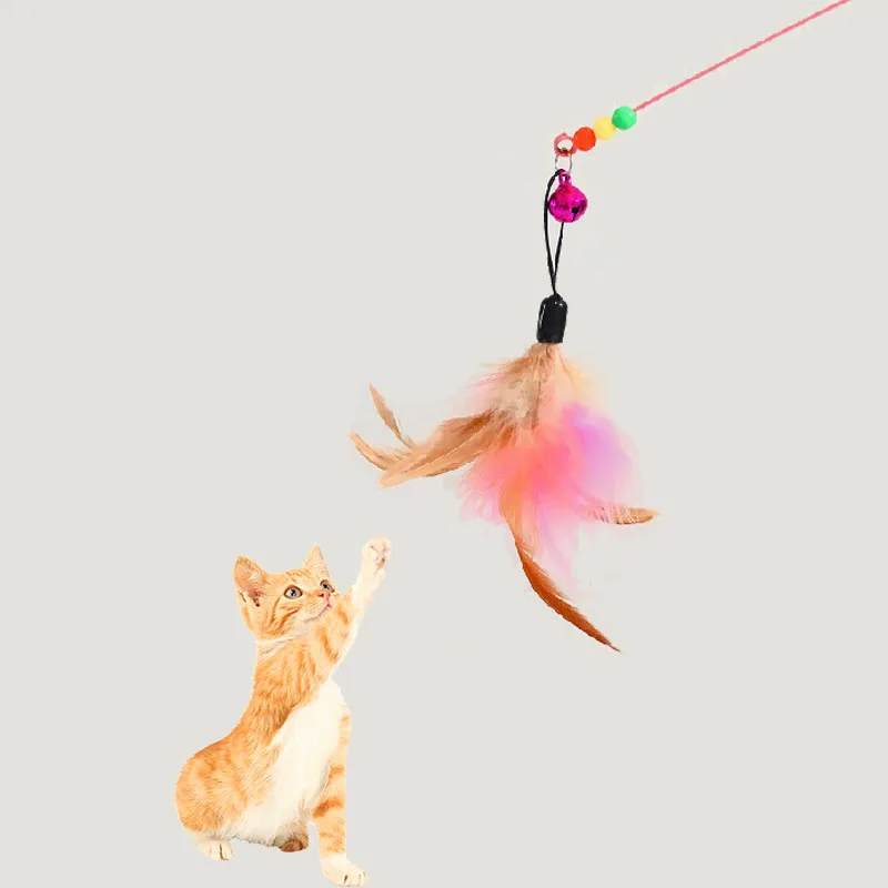 Wholesale Wire Feather Bells Handheld Tease Cat Stick Pet Supplies