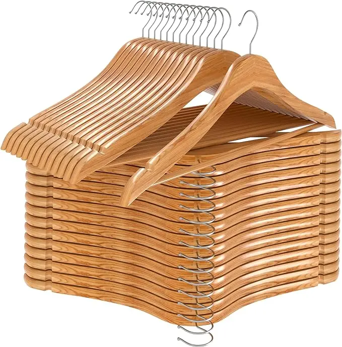 Wholesale Customizable 30 Pack Wooden Hangers for Clothes Coat Hangers , Hangers Set Pack for Coat Suit Pants Skirts