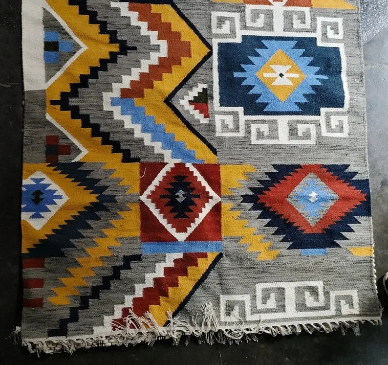 Handmade Kilim design Indian rugs and carpets Bohemian Tribal Wool Cotton Kilim Carpet for bedroom living room wall to wall